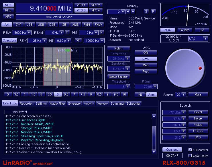 RLX-800 Java Applet (Client-Side User Interface)